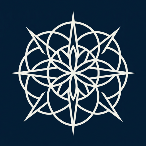 Romantasy Atelier site emblem featuring the Star Seed of Life sacred geometry star icon in off-white on dark nocturnal navy blue background.